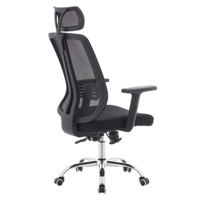 Ergonomické kancelárske kreslo čierne so sieťovinou a chrómovou podstavou