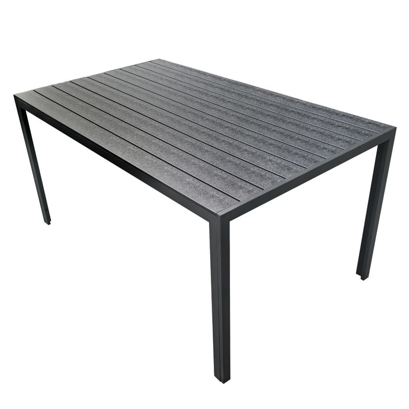 Záhradný stôl 150x90 cm čierny z hliníka a polywoodu