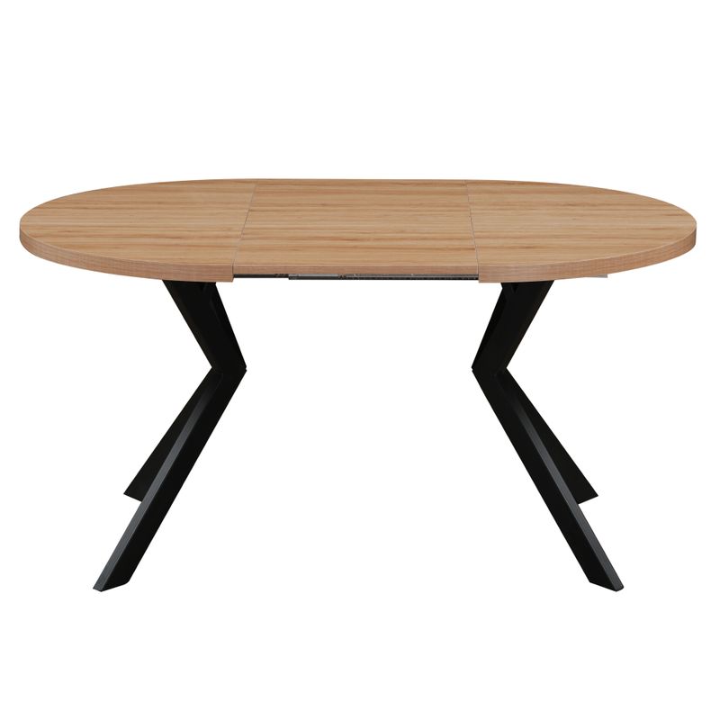 Okrúhly jedálenský rozkladací stôl, 100cm, dub svetlý, čierny