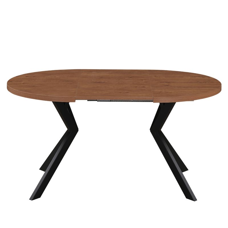 Okrúhly jedálenský rozkladací stôl, 100cm, dub tmavý, čierny
