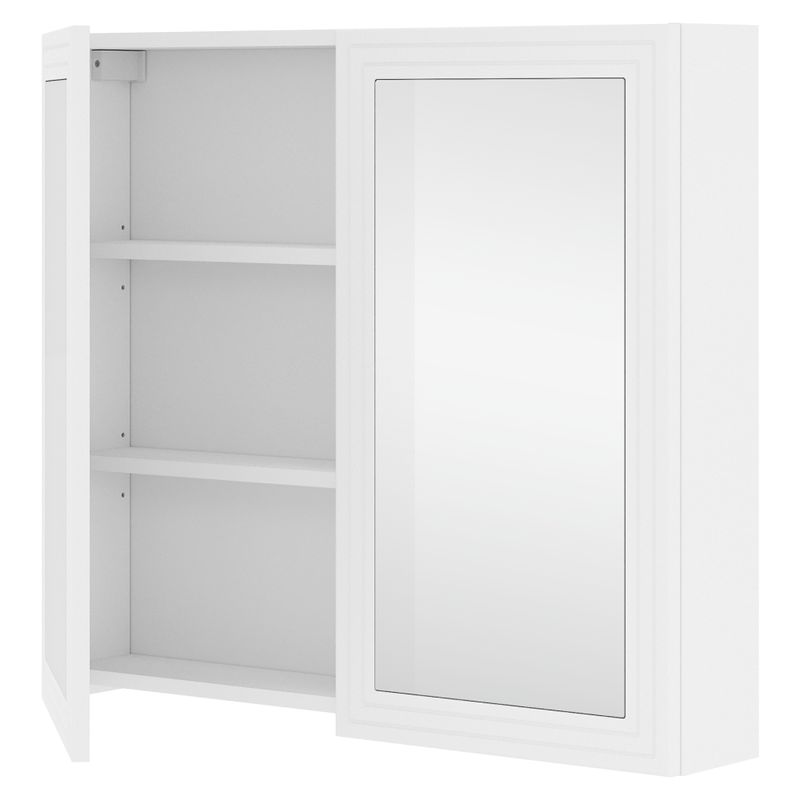 Kúpeľňová závesná skrinka so zrkadlom, 80cm, biela