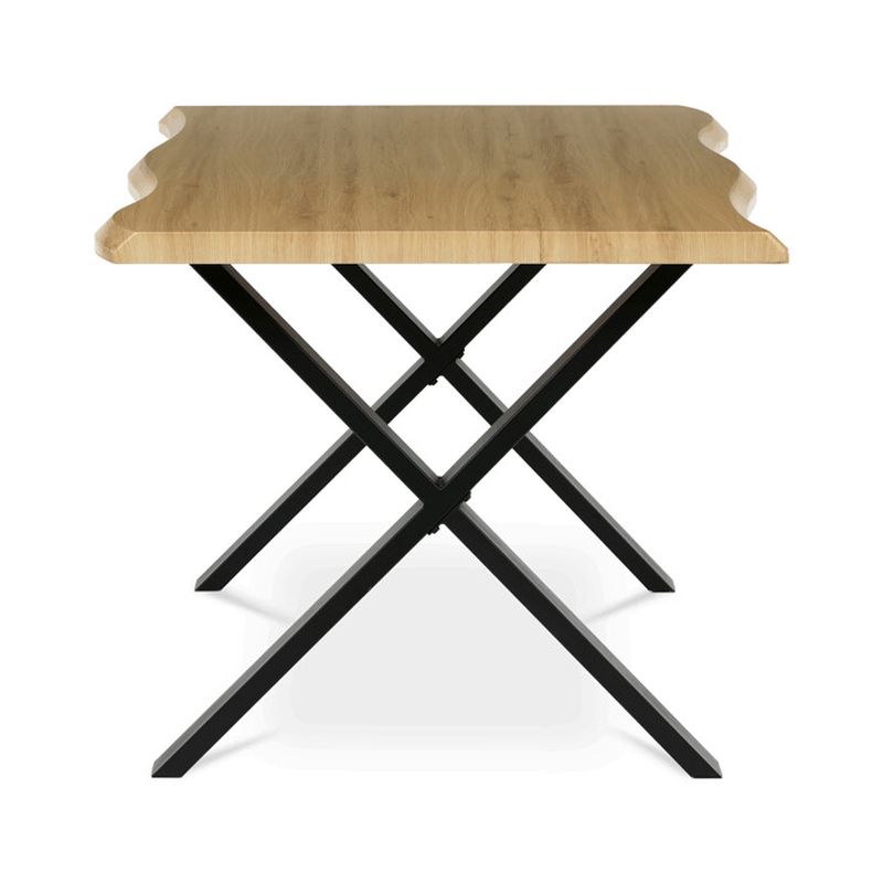 Jedálenský stôl 160x90, MDF divoký dub, nohy kov čierny v tvare X