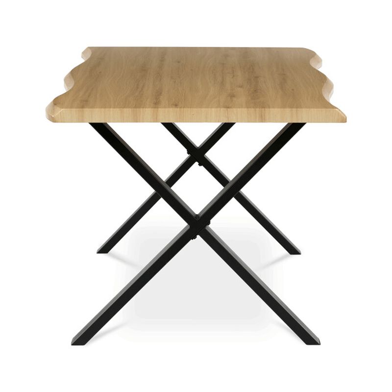 Jedálenský stôl 180x90, MDF divoký dub, nohy kov čierny v tvare X