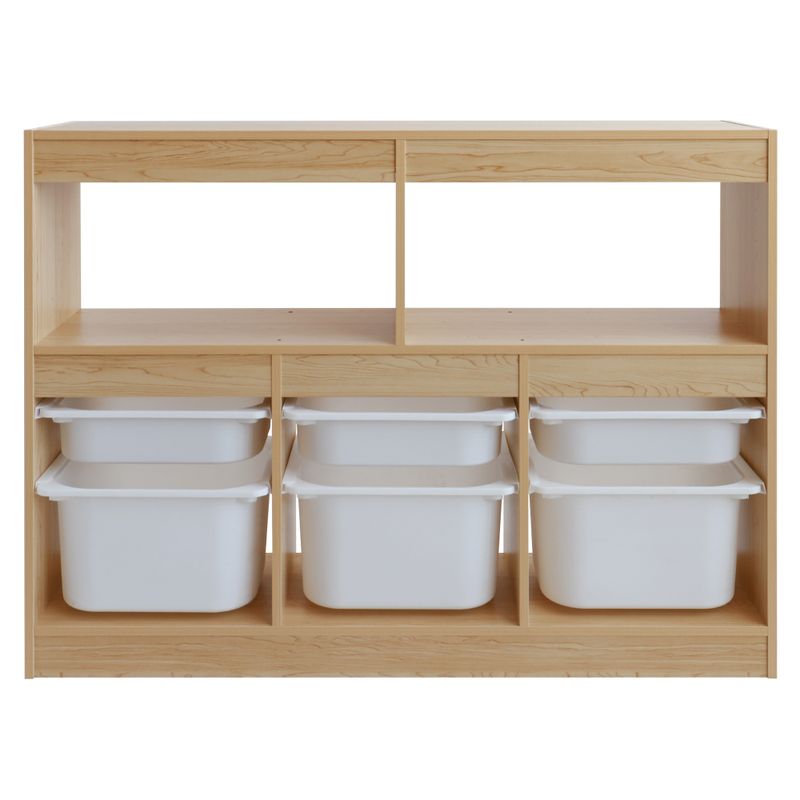 Organizér s úložnými boxami, DTD dub, plast biely
