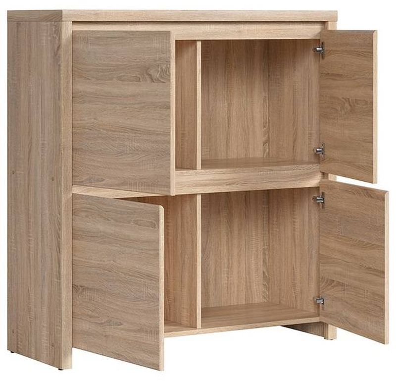 Praktická komoda, 105 cm, dub sonoma so štyrmi dvierkami