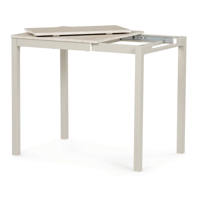Rozkladací jedálenský stôl, travertin, 60–90 cm, s kovovými nohami
