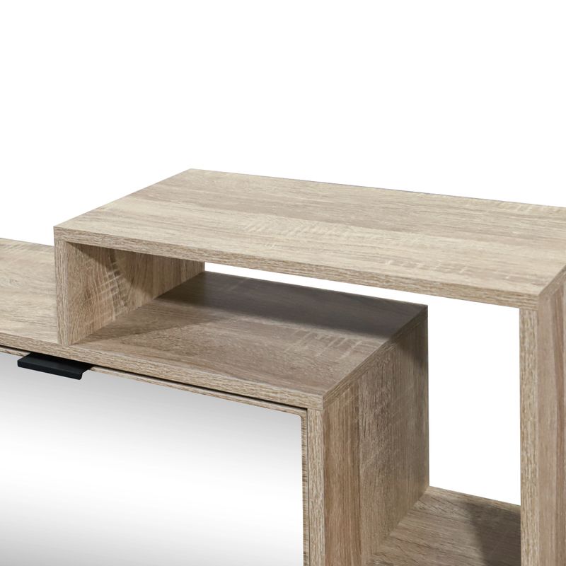 Výklopný trojradový botník, 80cm, so zrkadlom, dub sonoma