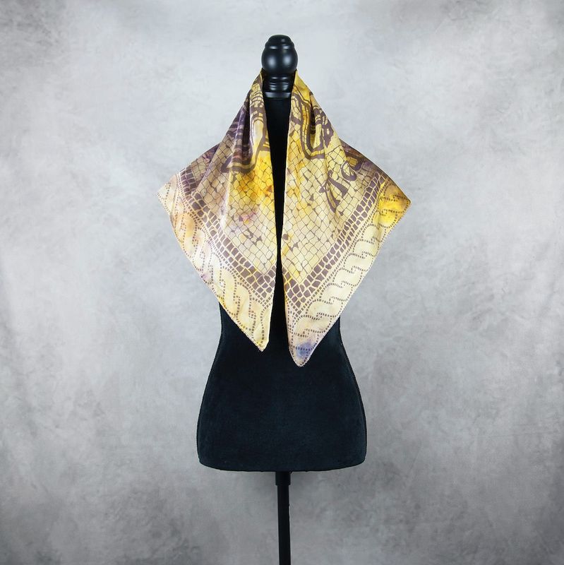 Hodvábna šatka MEDÚZA MIX FARIEB_4, 80×80 cm, Made in Slovakia