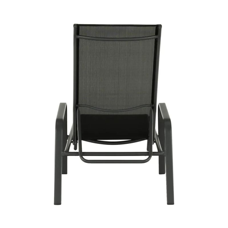 Polohovacie záhradné lehátko z umelej látky v čiernej farbe