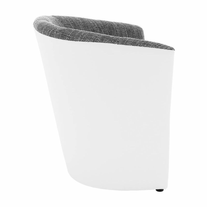 Elegantné kreslo, ekokoža biela/šenil sivý
