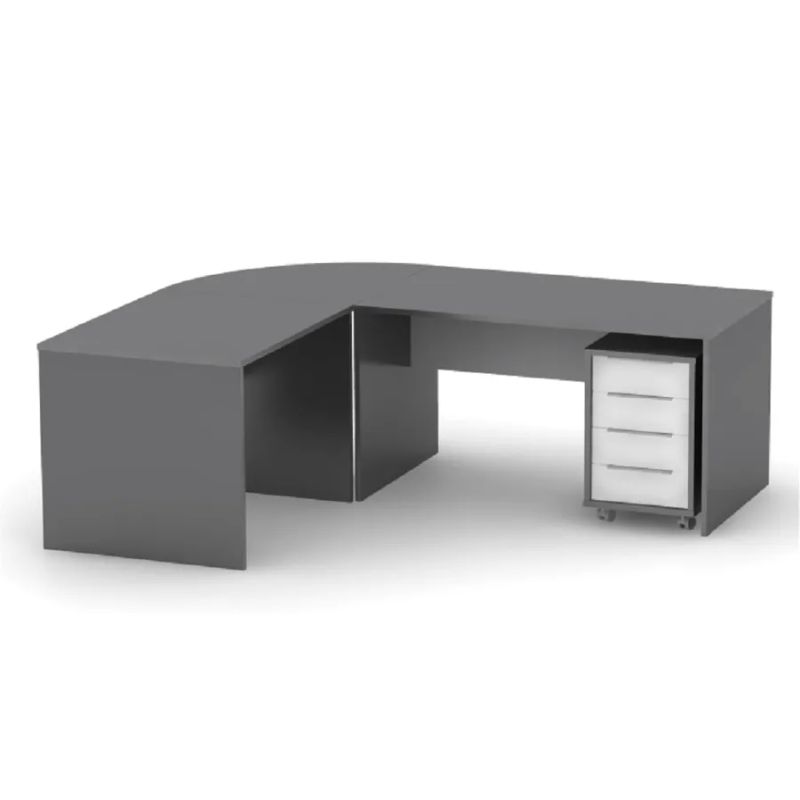 Moderný písací stôl z kvalitnej DTD, grafit/biela, 160cm