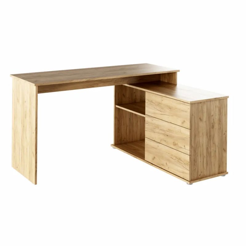 Univerzálny rohový PC stôl so šuplíkmi, dub artisan