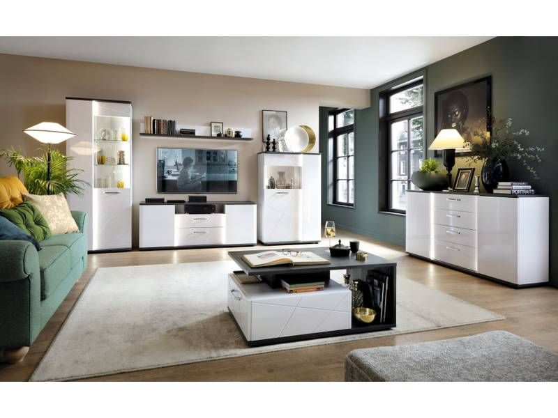 Moderne vyzerajúci konferenčný stolík, vicenza oak black/biely lesk