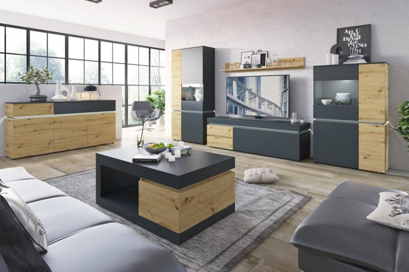 RTV komoda v modernom štýle 2S1D 150, dub artisan-cosmos grey