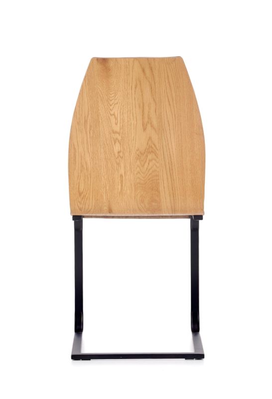 Elegantná jedálenská stolička pohupovacia čalúnená ekokožou, čierna-hnedá-dub medový