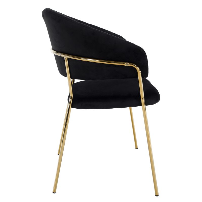 Dizajnové jedálenské kreslo, čierna Velvet látka/gold chróm zlatý