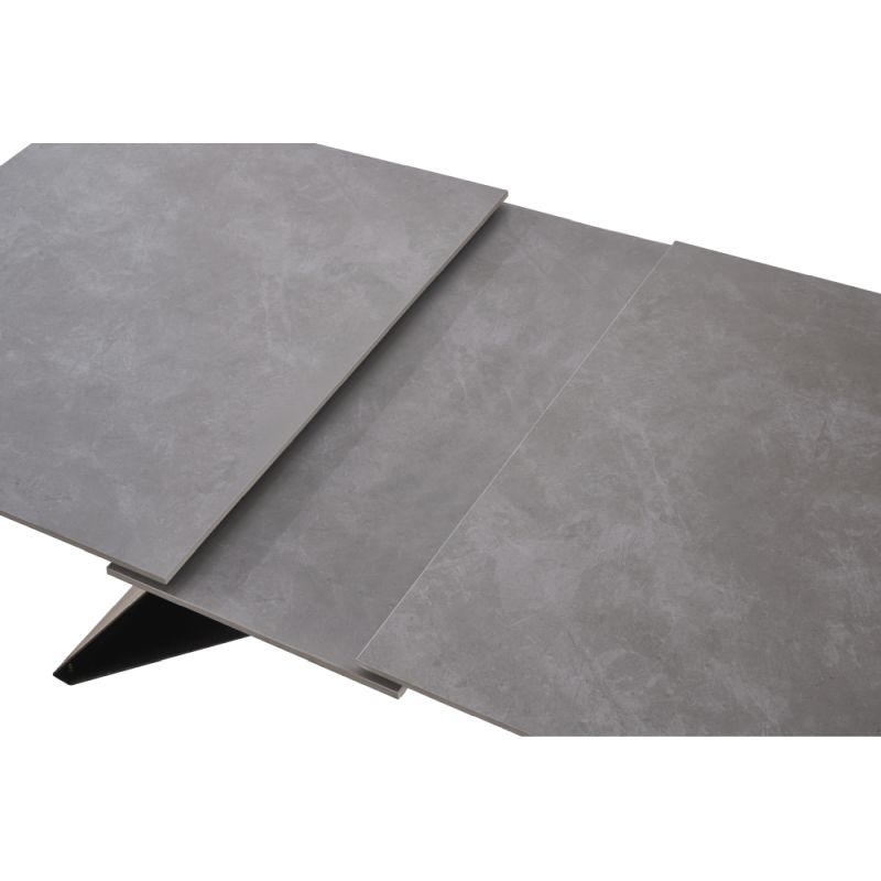 Jedálenský rozkladací stôl betón-čierna, 160-200 cm