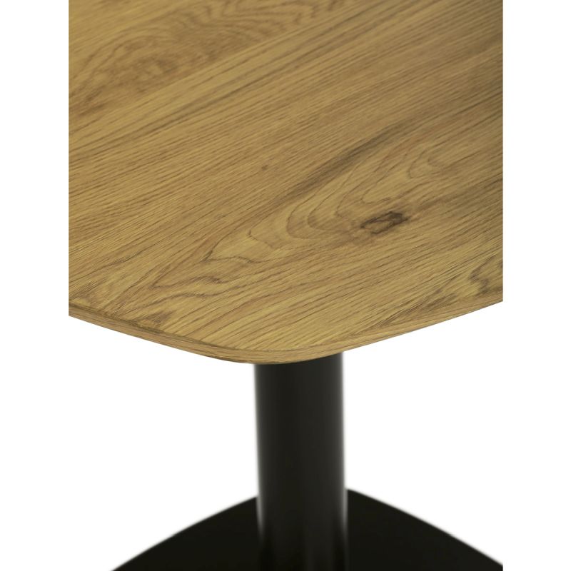 Jedálenský stôl 80x80, doska MDF, dekor dub, čierny kov