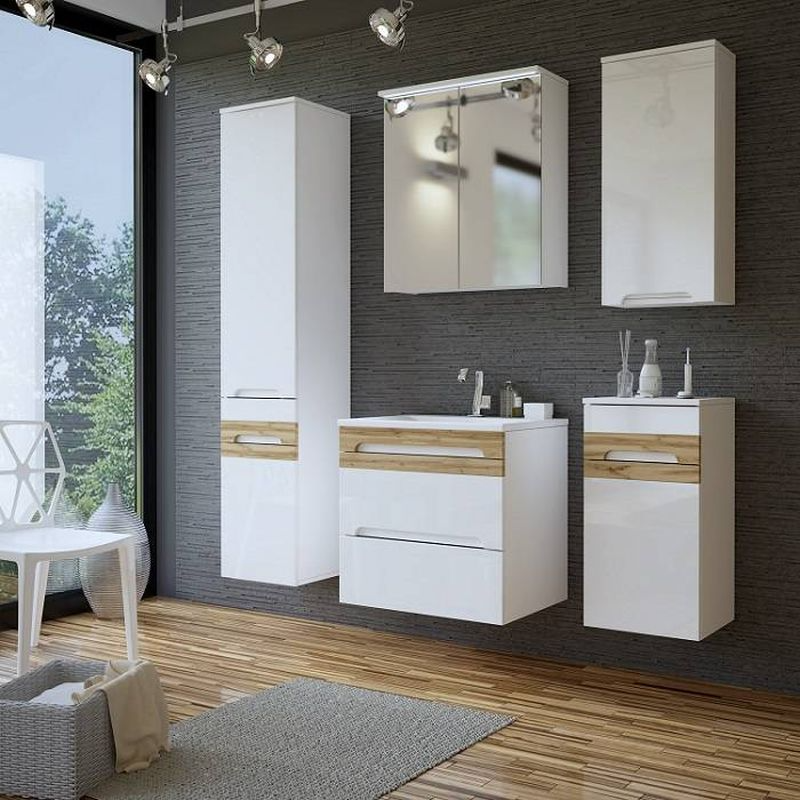 Kúpeľňová skrinka WHITE 800 biela/biely vysoký lesk