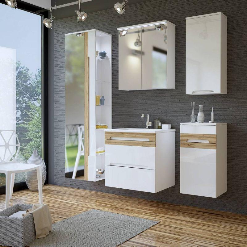 Kúpeľňová skrinka WHITE 840 biela/biely vysoký lesk