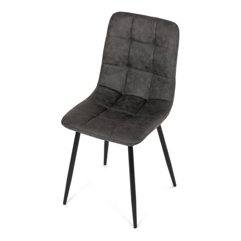 Jedálenská minimalistická stolička v industriálnom štýle, antracitová vintage látka