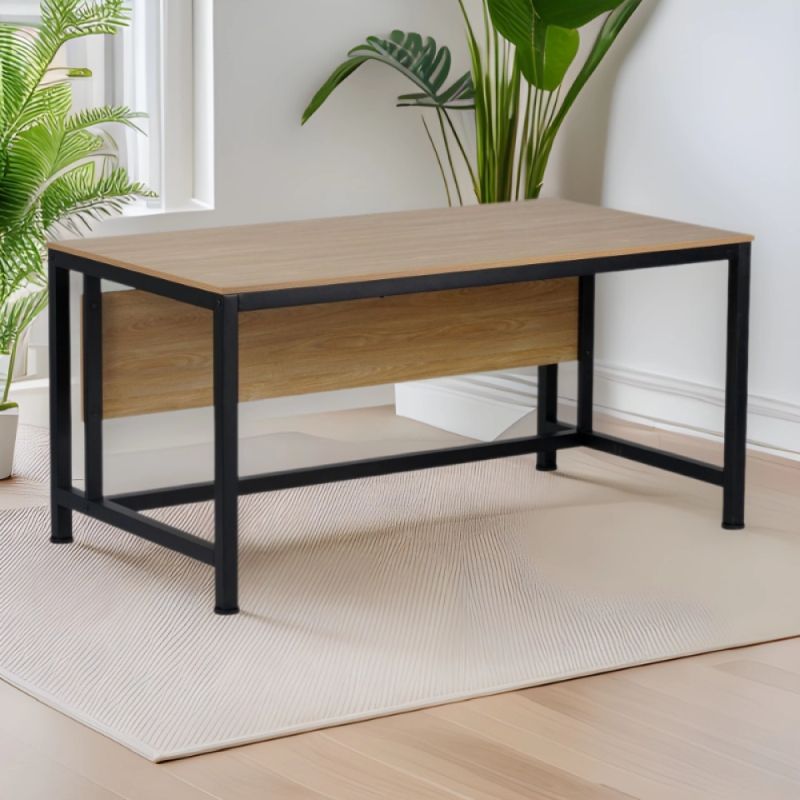 Elegantný a funkčný PC stôl, dub-čierna, 150x80