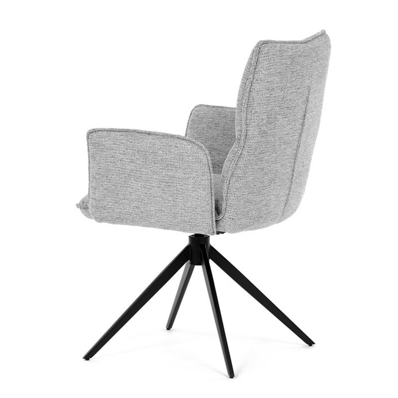 Elegantná jedálenská stolička strieborná látka, 360 ° vratný mechanizmus