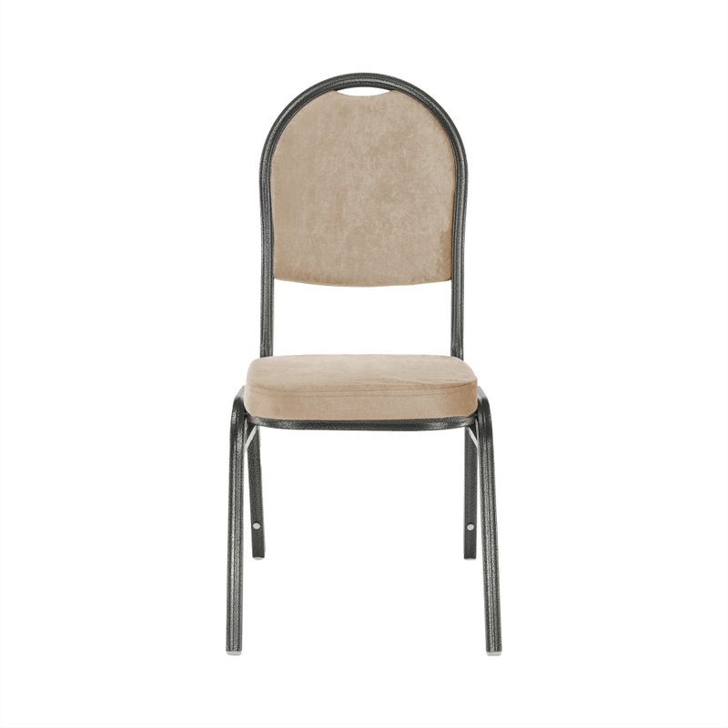 Konferenčná stohovateľná stolička, látka béžová-rám sivý