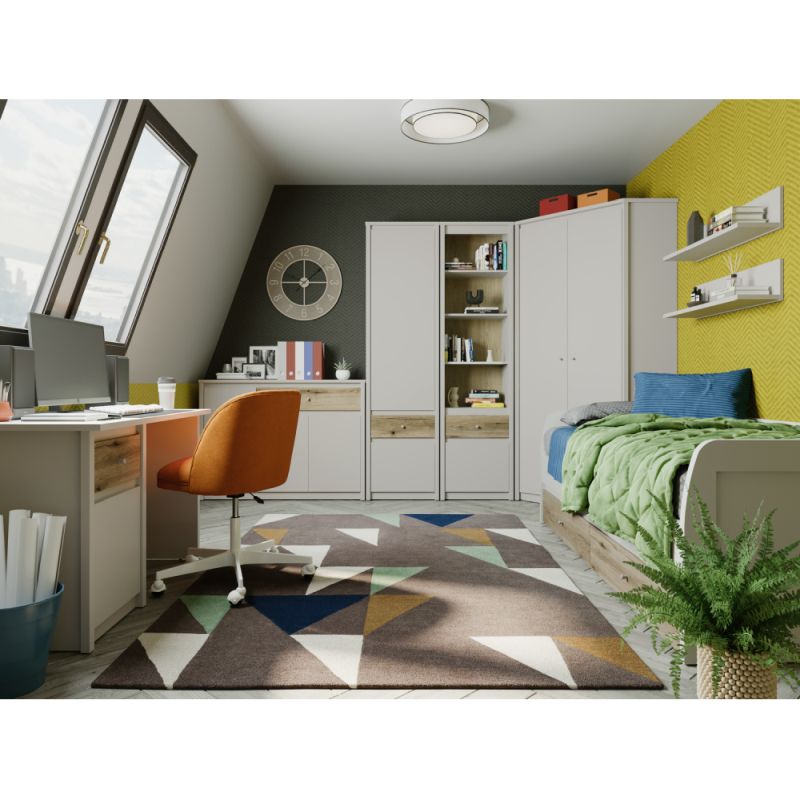 Otvorený regál 1D1S, kašmír, dub evoke