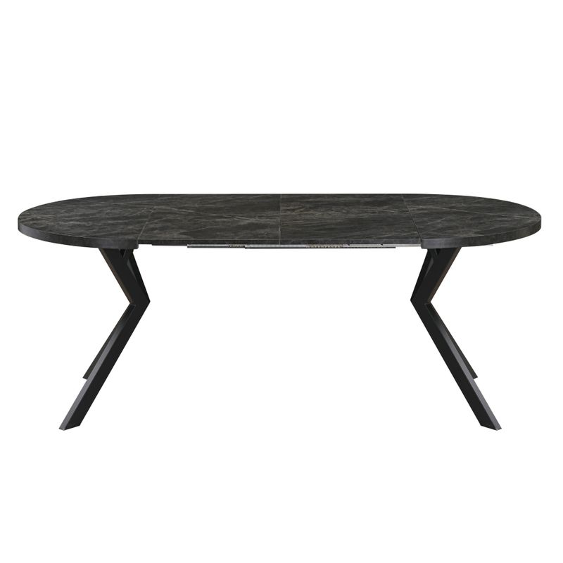 Okrúhly jedálenský rozkladací stôl, 100cm, betón tmavý, čierny