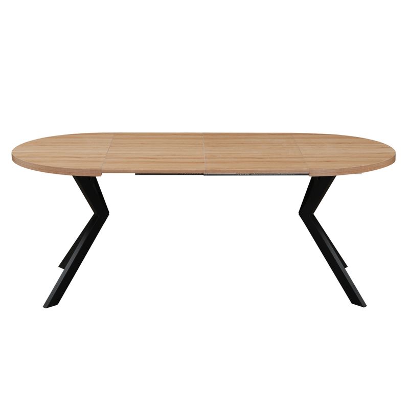 Okrúhly jedálenský rozkladací stôl, 100cm, dub svetlý, čierny