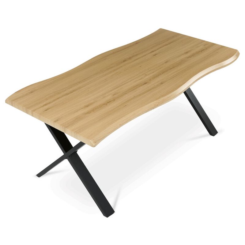Jedálenský stôl 180x90, MDF divoký dub, nohy kov čierny v tvare X