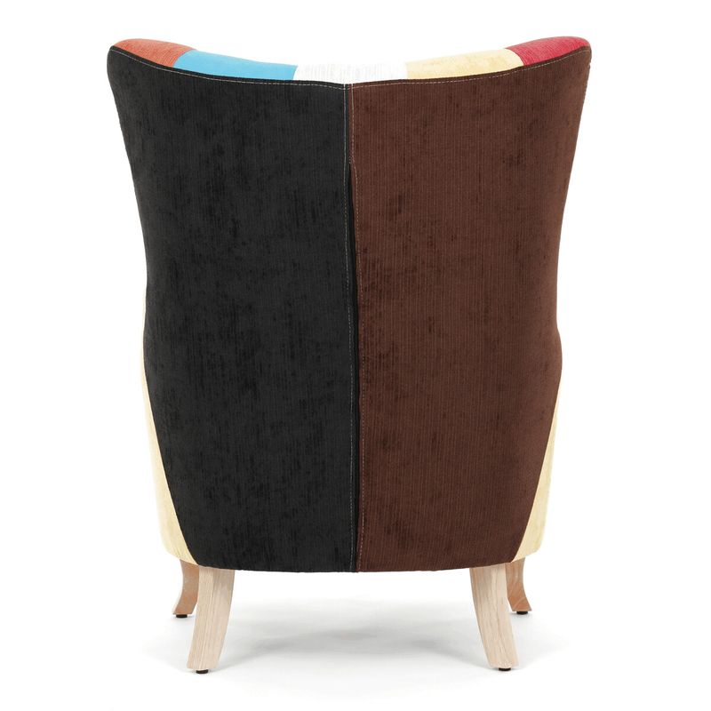Kreslo ušiak, viacfarebná látka, patchwork