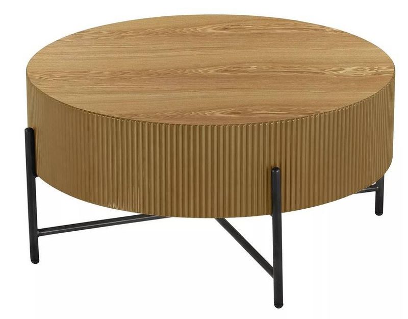 Luxusný konferenčný stolík, 80x80cm, čierny mat, dub