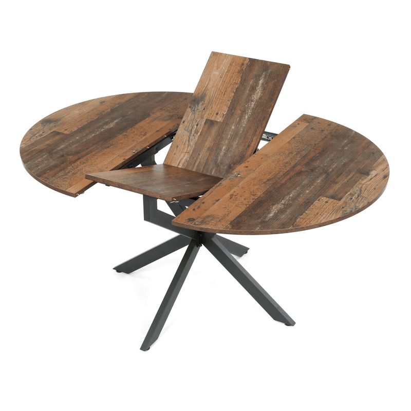 Rozkladací jedálenský stôl, old wood, 120–160cm, s čiernou kovovou podnožou