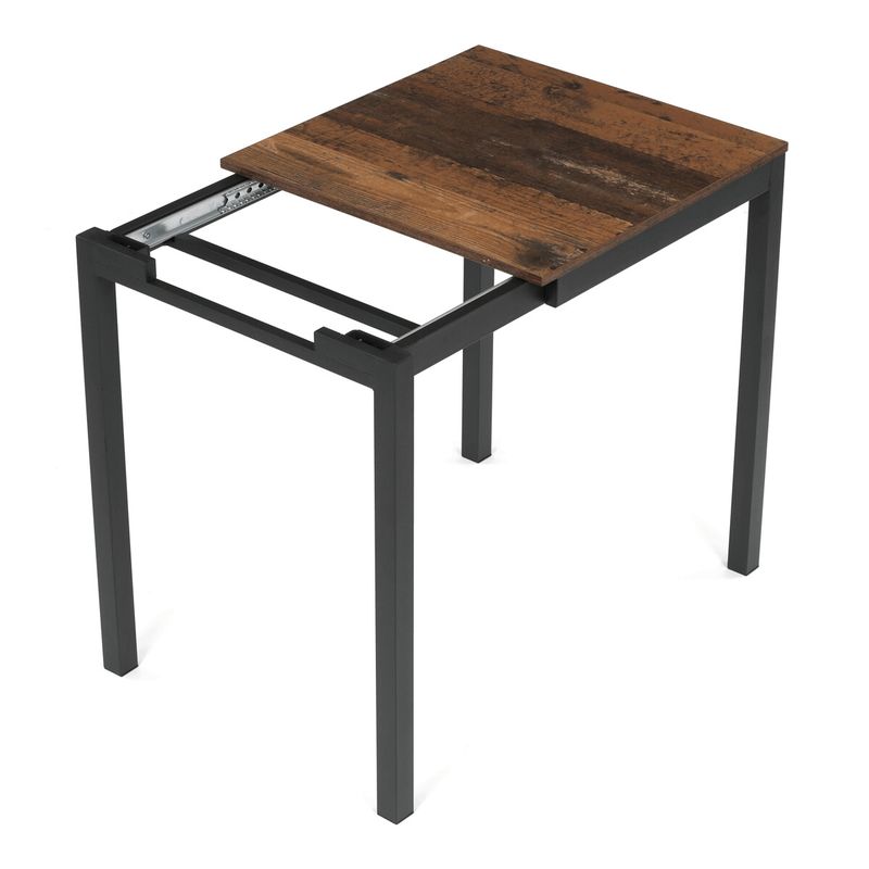 Rozkladací jedálenský stôl, old wood, 60–90 cm, s kovovými nohami