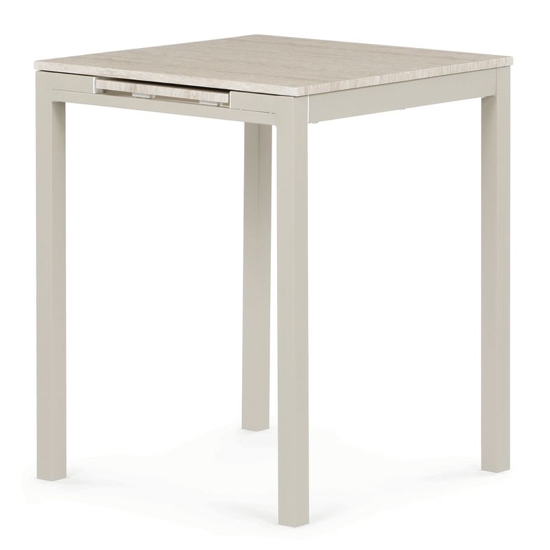 Rozkladací jedálenský stôl, travertin, 60–90 cm, s kovovými nohami