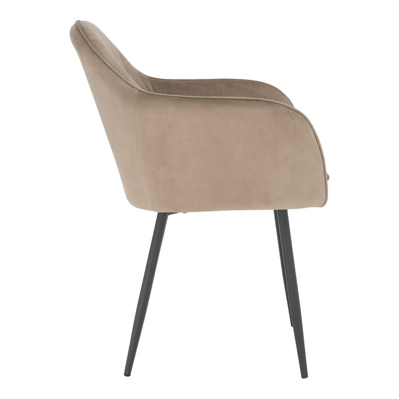 Dekoratívne prešívané dizajnové kreslo, sivohnedá Taupe Velvet látka
