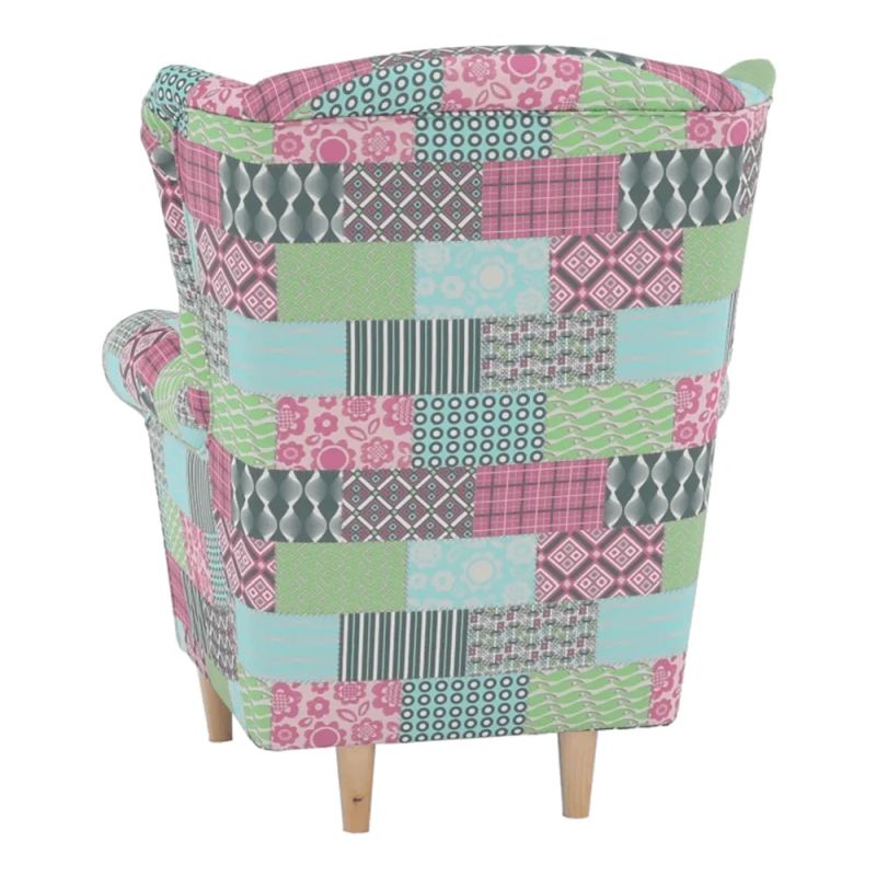 Kreslo ušiak, látka patchwork M1