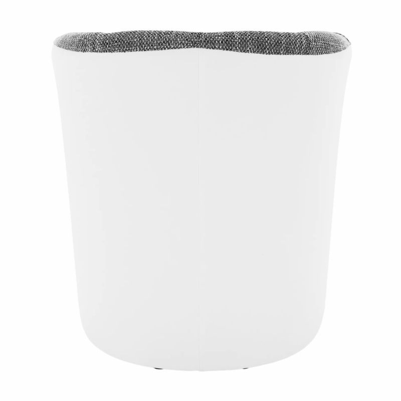 Elegantné kreslo, ekokoža biela/šenil sivý