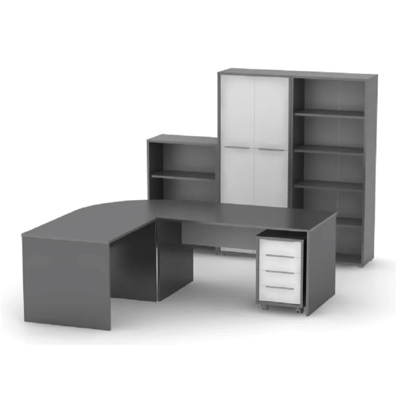 Moderný písací stôl z kvalitnej DTD, grafit/biela, 160cm