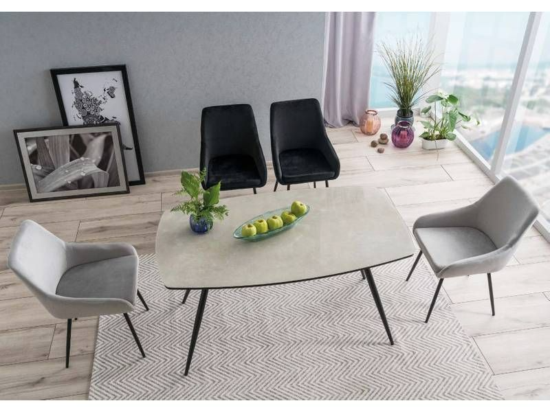 Elegantný stôl z tvrdeného odolného skla 140, čierny mat/efekt mramoru