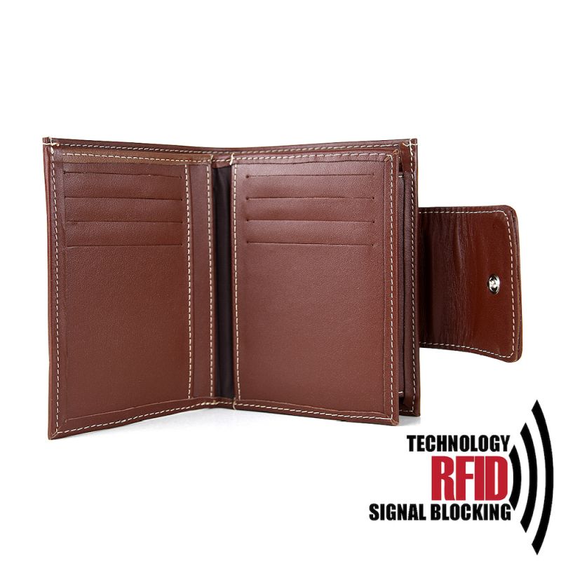 Kožená RFID peňaženka vybavená blokáciou RFID-NFC, hnedá farba 8211