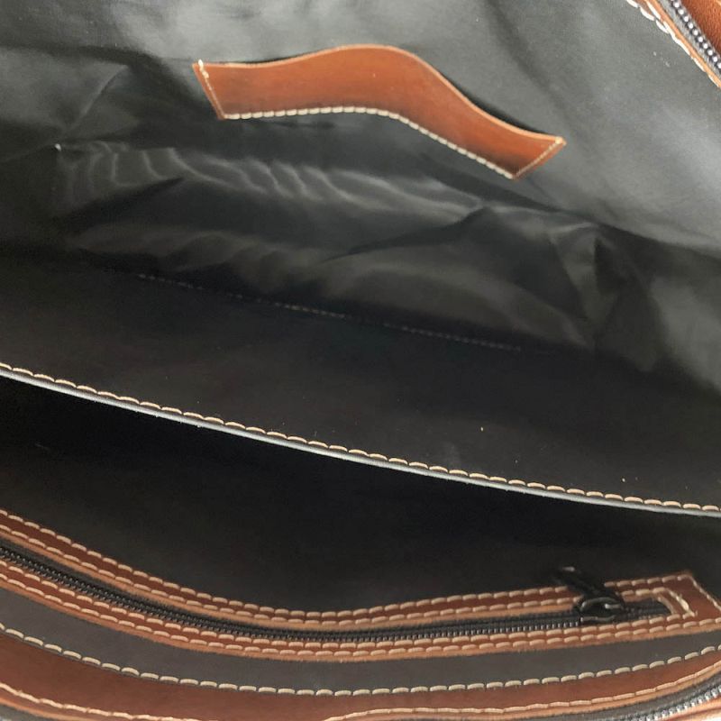 Kožená dámska kabelka SHOPPER ručne tamponovaná a tieňovaná v Cigaro farbe