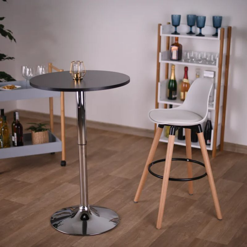 Moderný otočný barový stôl čierny s nastaviteľnou výškou