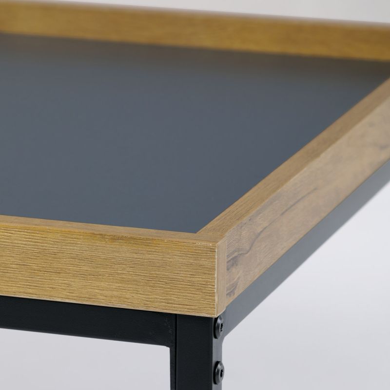 Konferenčný stolík, doska šedá s dekoratívnou hranou divoký dub, 100x60