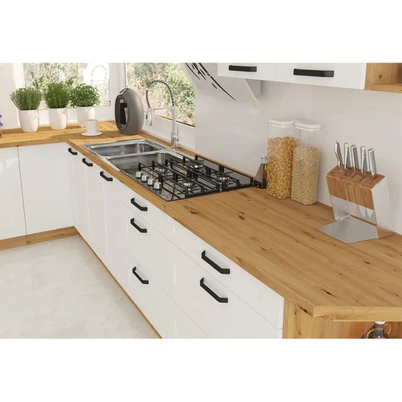 Vysoká skrinka, biela-dub artisan, 60 DKS-210 3S 1F, 1x dvierka, 3x zásuvka