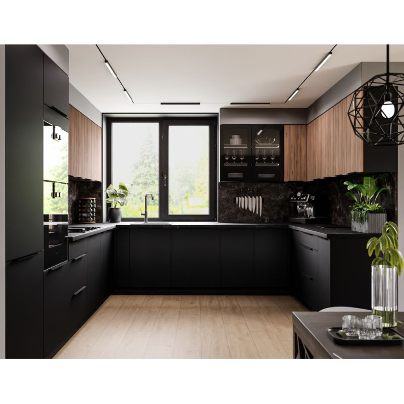 Spodná skrinka, orech okapi-čierna, 60 D 3S BB, 3x zásuvka