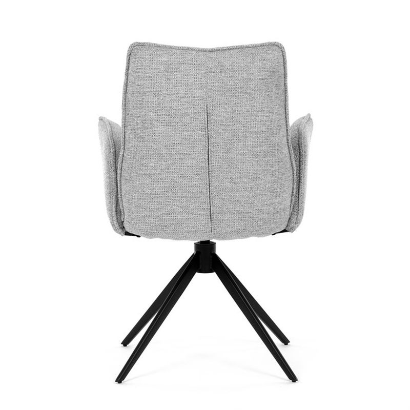 Elegantná jedálenská stolička strieborná látka, 360 ° vratný mechanizmus