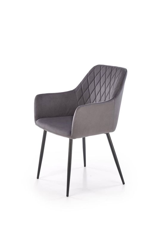 Jedálenská stolička 558, čierny kov – sivá látka Velvet